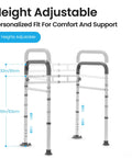 Rock Solid Toilet Safety Rails For Seniors With Dang Good Grip Handles And No Sweat Setup Bathroom Assist Frame showing height adjustable design.