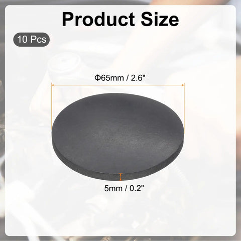 Heavy Duty Rubber Anti Vibration Washers Bulk 10 Pack 65 mm Diameter 5 mm Thickness tough black rubber pads for various uses.