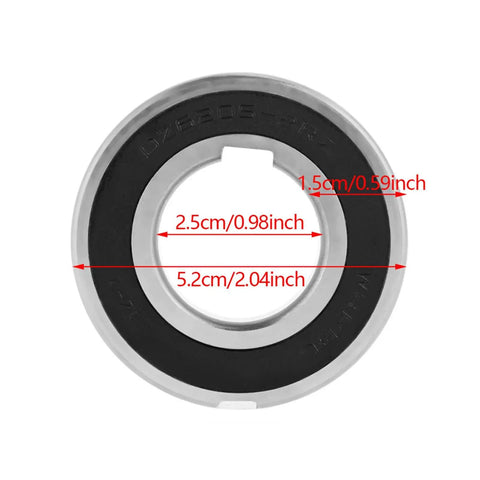Drop Dead Solid Chrome Steel One Way Bearing Sprag Clutch With Dual Keyways dimensions showing 2.5cm bore and 5.2cm outer diameter.