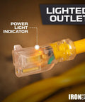 Kickass 10 Gauge Extension Cord Heavy Duty 3 Feet Yellow SJTW Wire For Contractors Power Tools Hammer Drills Wet Vacuums And Outdoor Equipment Indoors Or Job Sites Daily with lighted outlet indicator.