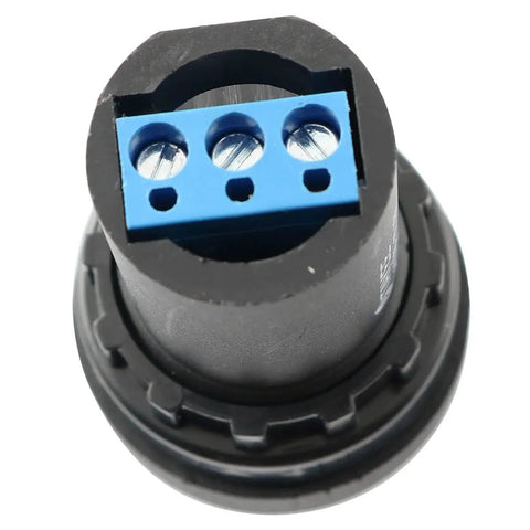 Close-up of 10K Ohm Potentiometer For Variable Speed Drives 22mm Rotary VSD Control Knob, top view showing connector terminals