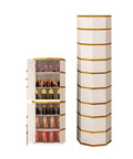 Multi Tier Octagonal Metal Shoe Rack With Smooth Lazy Susan Spin For Entryway And Closet Heavy Duty Steel Frame Big Time Sneaker Storage No Sweat Setup Always Ready, with shoes organized inside.