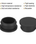 Hella Sturdy Snap In Round Silicone Hole Plugs Badass Locking Grip Waterproof Flush Mount Rubber Panel Seals For 27 mm Kitchen Cabinetry And Electronic Projects Pack Of Four, showcasing two black silicone plugs.