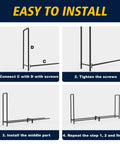 Assembly steps for 8ft Heavy Duty Firewood Rack With Weather Resistant 600D Oxford Cover For Indoor Outdoor Use Sturdy Steel Frame Keeps Firewood Neatly Organized On Porch Deck Or Yard Holds A Face Cord Of Firewood.