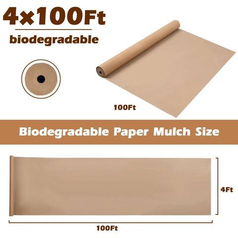4 By 100 Feet Biodegradable Paper Weed Barrier For Landscaping Heavy Duty Landscape Fabric For Garden Beds And Lawns