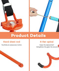 Close-up of Heavy Duty Screw In Ground Anchors Kit with Metal Spiral Earth Stakes and folding ring design, orange color