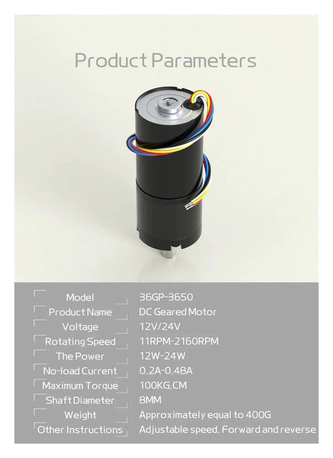 Heavy Duty Brushless Planetary Micro Dc Gear Motor Featuring Forward Reverse Toggle Smooth Adjustable Speed Up To Two Thousand One Hundred Sixty Rpm, top view.