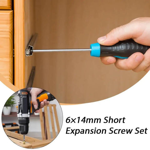 Installation of 6x14mm Short Expansion Screw Set For Thin Substrates No Brainer Install Metal Hollow Wall Anchors And Door Hinge Screws