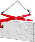 Heavy Duty Adjustable Stone Lifting Clamps For Vertical Plate Clamping And Rigging features alloy steel chain links on a marble slab.