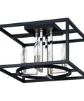 4 Light Semi Flush LED Ceiling Light Fixture With Dimmable LEDs Open Frame Design In Matte Black And Chrome 13 Inch