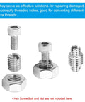 Front view of PATIKIL 20-piece stainless steel thread adapter set (M6x1 male to M4x0.7 female) with nuts