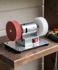 Rock Solid Electric Knife Sharpener Stainless Steel Bench Grinder For Kitchen Tools With Non Slip Base and flexible angle matching desktop rig