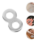Sturdy Flat Connector Bracket Set In Silver Stainless Steel 8 Shape Quick Fasteners For Furniture, Jewelry Making, And DIY Repairs Versatile Office And Home Hardware, Easy Install, Strong Hold. silver 8-shape bracket