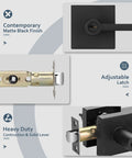 3 Pack Matte Black Door Levers With Lock And Key, Keyed Alike Interior Exterior Door Hardware, Modern Entry Door Handle Set