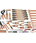 Professional 52 Piece Electrician Tool Set With Durable Steel Tool Chest, includes various insulated wrenches, pliers, and screwdrivers.