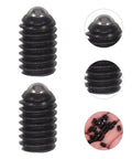 50 Pack M4x6 Ball Plunger Set Screws Stainless Steel Hex Socket Spring Loaded Cabinet Latch Pins with rounded tips and grooves.