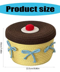 Legit Handwoven Cotton Storage Basket With Snug Dustproof Lid Solid Home Hub Organizer showing size dimensions and decorative lid.