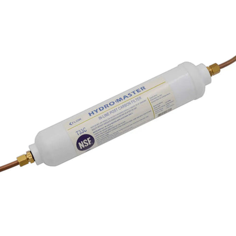 Hassle Free Inline Carbon Water Filter For Fridge Ice Makers 10 By 2 Inch Housing With Quarter Inch Female Ends Pulls Chlorine For Crisp Fresh Water Clean Upgrade Existing Lines Plug And Go Without Any Drilling Sweat, showing inline post carbon filter.