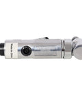 Hella Versatile 1/4 Inch Air Angle Die Grinder With Bendable 90 Degree Pivot Head Variable Speed Aluminum Body Pneumatic Tool, side view.