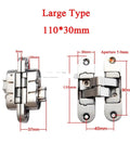 10 Piece Set Of Heavy Duty 3D Adjustable Hidden Door Hinges Crafted From Top Shelf Zinc Alloy For Smooth Swinging On Folding Or Cabinet Doors Delivering Rock Solid Twenty Kilogram Load Capacity, large type hinges shown.