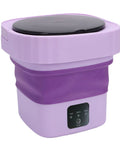 Collapsible Mini Washing Machine With Six Liters And Dual Cycle Options Great For Dorms Or Rvs Easy To Snap Down and purple design