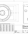 Technical drawing of six inch self centering lathe chuck with scroll action and two piece reversible jaws for extra clamp range built tough.
