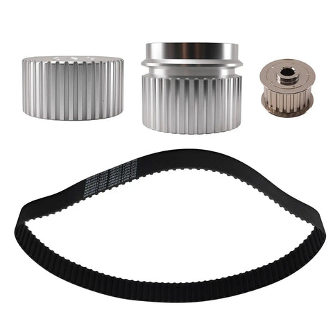 Hardcore Billet Gilmer Belt Drive Pulley Kit For Small Block Chevy 283 305 327 350 383 400 with aluminum pulleys and belt