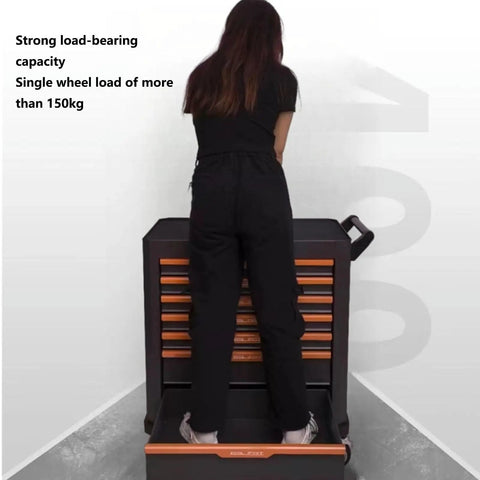 Multifunctional 7 Drawer Rolling Tool Cart With Lock, Heavy Duty Steel Tool Chest On Wheels, 150kg wheel load shown with person