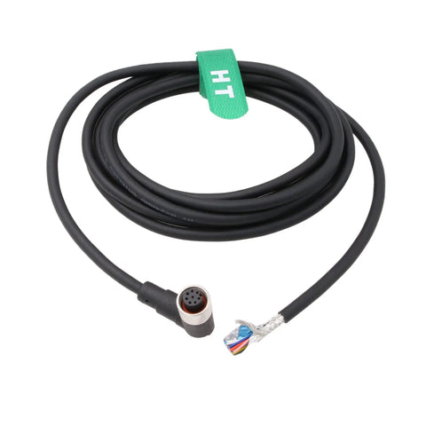 M12 A Coded 8 Pin Female Right Angle Shielded Cable To Bare Wire Leads 24 AWG For Pro Grade Actuators And Sensors In Industrial Automation