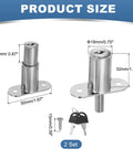 Heavy Duty Push Plunger Lock With Keys Plus Screws And Lock Rings For Drawers And Cabinets Featuring Keyed Different Security Plus Silver Finish 3/4 Inch Diameter And 1 1/4 Inch Cylinder Length To Lock Up Tight Without The Hassle dimensions diagram with lock sizes and keys
