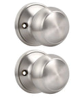 2 Pack Brushed Nickel Dummy Door Knobs With Single Sided Handles For Closets And Pantries, Satin Nickel One Side No Latch Non Turning Interior Push Pull Knob For French Double Doors, 2-pack
