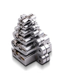 Two Pack Premium 304 Stainless Steel Concealed Hinges For Hidden Cabinet And Interior Door Mounting stacked view with glossy finish.