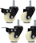 Top Shelf Universal Replacement Casters Featuring 25Mm Threaded Stem Nylon Swivel Trolley Wheels, set of four, in black and white.
