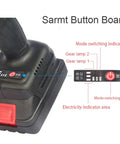 Killer 21V Brushless Electric Cordless Ram Gun And Blind Rivet Nut Tool button board with gear lamps and mode indicators.