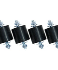 Heavy Duty 4 Pack M8 Anti Vibration Rubber Isolator Mounts With Reinforced Galvanized Steel Core For Diesel Engines And Air Compressors, showing four rubber mounts.