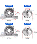 Baller Grade 304 Stainless Steel Pillow Block Bearing Single Shaft Spherical Roller Housing SUCP206 dimensions and specifications.