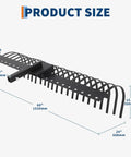 Diagram of Tow Behind Landscape Rake 60 Inch Dethatcher with 21 Steel Coil Tines showing dimensions for lawn cleanup attachment.