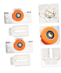 Heavy Duty Sliding Door Rollers Two Sets Silent Bearing Roller Pulleys for Wardrobe Closet Glass Cabinet hardware close-up