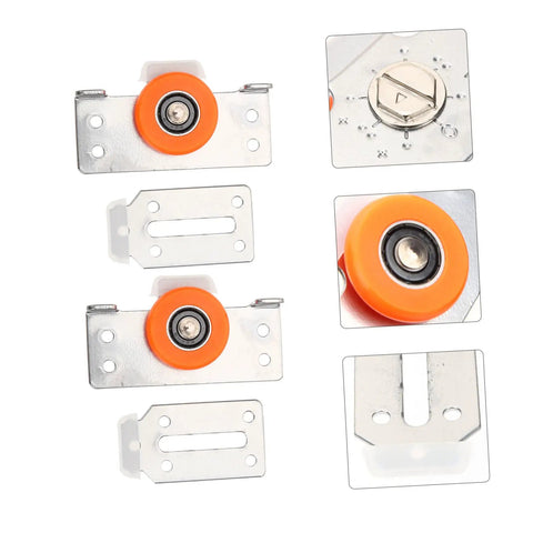 Heavy Duty Sliding Door Rollers Two Sets Silent Bearing Roller Pulleys for Wardrobe Closet Glass Cabinet hardware close-up