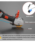 Heavy Hitter 4800 Watt Electric Wall Chaser And Concrete Groove Cutter showing water pump, supply port, and cutting blade.