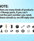 Collection of Fikowjs parts including various connectors and mounting hardware for diverse applications.