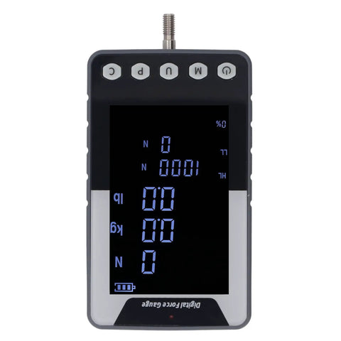 Badass Digital Force Meter With Large High Definition Color Screen And Dual Newton Pound Readout For Tight Tension Compression Testing Boss 1000N Push Pull Dynamometer Gauge Usa Power Plug showing blue digital display