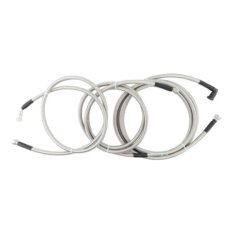 Slick Flexible Braided Stainless Steel Fuel Line Replacement Kit For Chevy Equinox And GMC Terrain Models 2010 Through 2012, detailed view of braided lines.