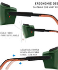Side view of Straight Up Laser Safety Glasses With Bigtime Anti Fog Filter For IPL Hair Removal And Welding OD4 Shield, showing adjustable frame.