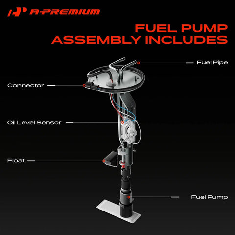Heavy Duty Electric Fuel Pump Assembly Direct Drop In Swap For Chevy GMC Full Size Trucks And Suburbans 1987 To 1991 components labeled.