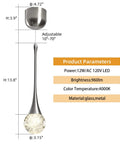 Diagram of Three Pack 12W Adjustable Led Bubble Glass Orb Pendant Lights For Kitchen Island And Vanity Mounts in brushed nickel finish