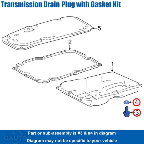 Diagram of 12 Piece Automatic Transmission Pan Drain Plug Kit With Gasket For Toyota And Lexus SUVs And Trucks Like 4Runner