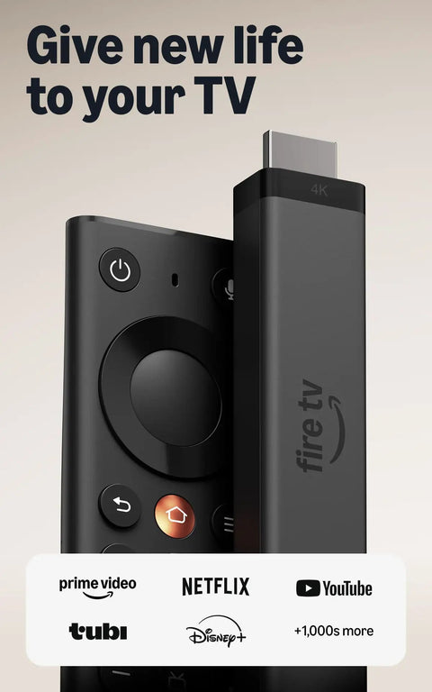Upgrade Your Living Room Setup With This Killer 4K Streaming Stick Delivering Hella Vibrant Images Lightning Fast Playback And Rapid Wifi 6 Connectivity Paired With A Snappy Voice Remote For Total Binge Ready Entertainment Value. Close-up of the 4K streaming stick and voice remote.