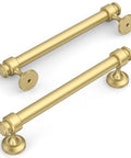 10 Pack Brushed Gold Cabinet Pulls With 5 Inch Hole Centers For Kitchen Cabinets And Bathroom Drawers, showing two gold handles.
