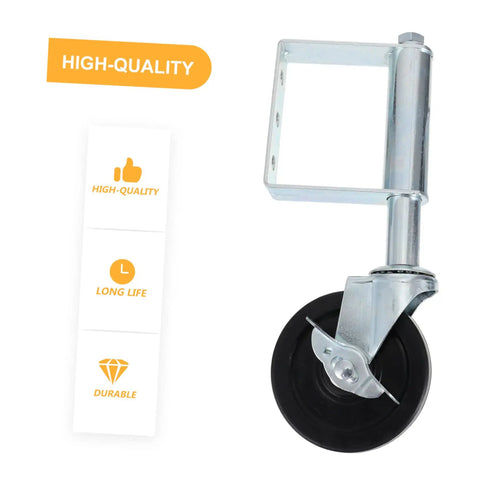 Smooth Rolling Heavy Duty Spring Loaded Gate Wheel With Automatic Telescopic Adjustment Cold Rolled Steel Replacement Caster close-up view.